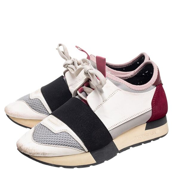 Balenciaga Multicolor Mesh And Leather Race Runner Low Top Sneakers Size 35 - Picture 4 of 4